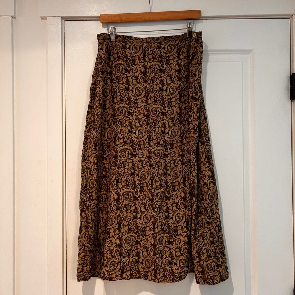 Laura Tyler Vintage Y2K Forest Floral Maxi Skirt Women's‎ XLP Brown Cottagecore
